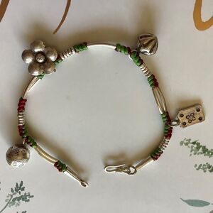 𝅺sterling SILVER CHARMS HAND KNIT BRACELET​
